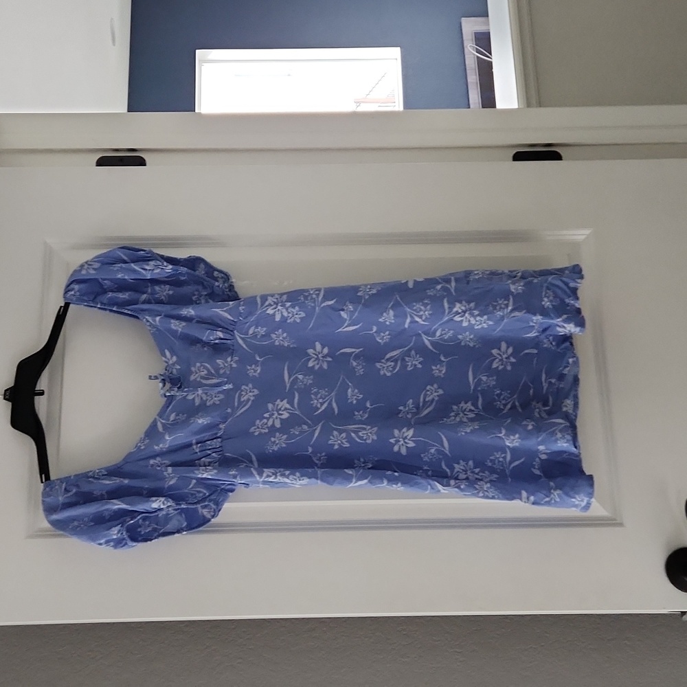 Blue dress with white flowers